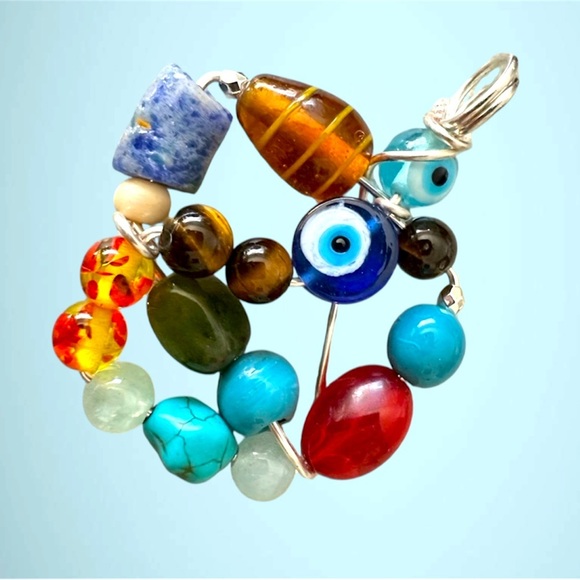 Handmade Beaded Evil Eye Pendant Necklace Multi Colored 1600 Y - Picture 2 of 14